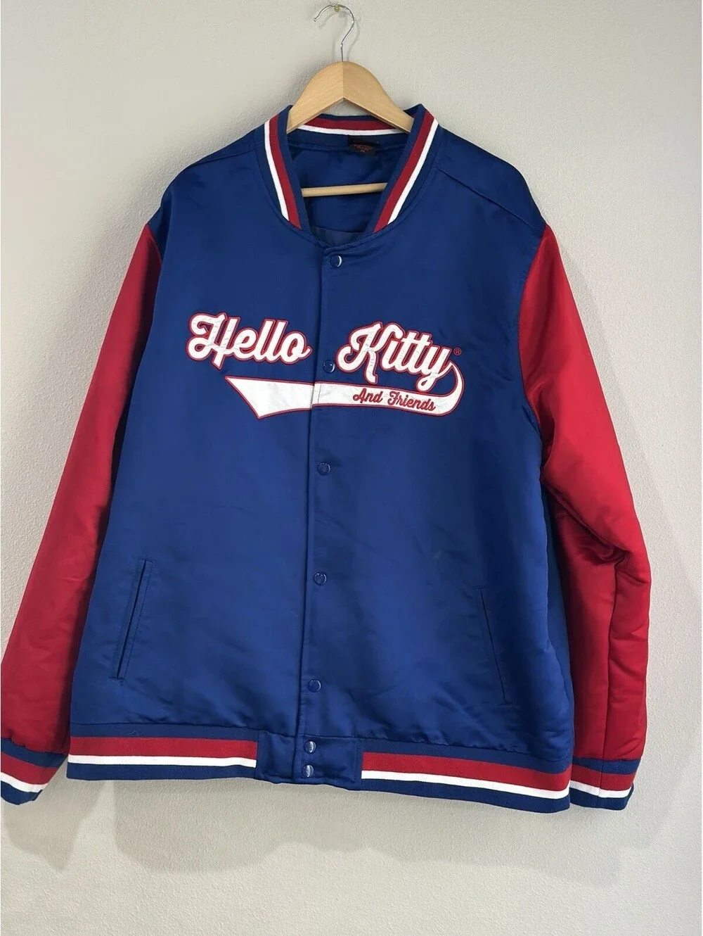 Official Hello Kitty And friends Blue And Red Bomber Adult Jacket Size 3X